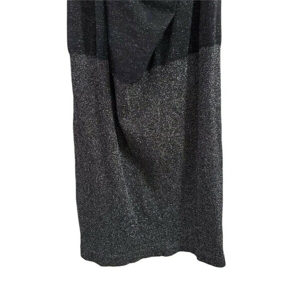 BEBE Mini Dress Medium Large Black Metallic Halter Open Back Stretch Party Sexy - Picture 3 of 9